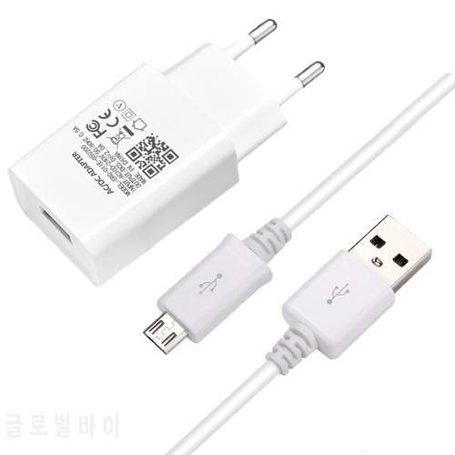 USB Charger EU Plug Charging Data Cable For Samsung Galaxy A10 S7 S6 edge S5 S4 Note 4 5 J3 J5 J7 2016 2017 A6 + Micro USB Cable