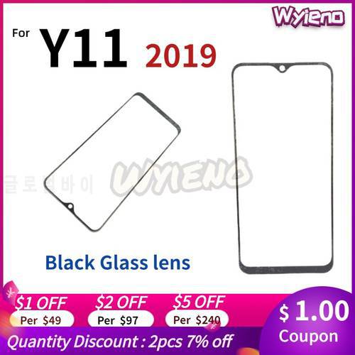 Wyieno Cover On Front Digitizer LCD Sensor Glass Panel Black 6.35 inch For Vivo Y11 2019 Touch Screen Glass lens Replacement