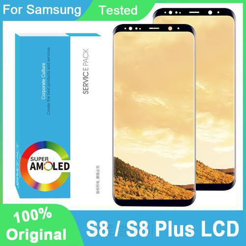 100% Original AMOLED Display With Frame For Samsung Galaxy S8 G950F G950FD Full LCD S8 Plus G955 G955F Touch Screen Repair parts