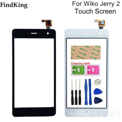 5&39&39 Mobile Touch Screen For Wiko Jerry 2 Touch Screen Front Glass Capacitive Digitizer Panel Lens Sensor Tools 3M Glue