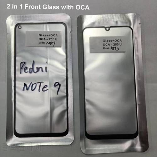 5PCS Screen Front Glass+OCA Glue for Xiaomi 10 lite 9T pro Redmi Note 9 9s note 8 7 pro 6 K30 K20 pro 10X LCD Outer Glass Repair