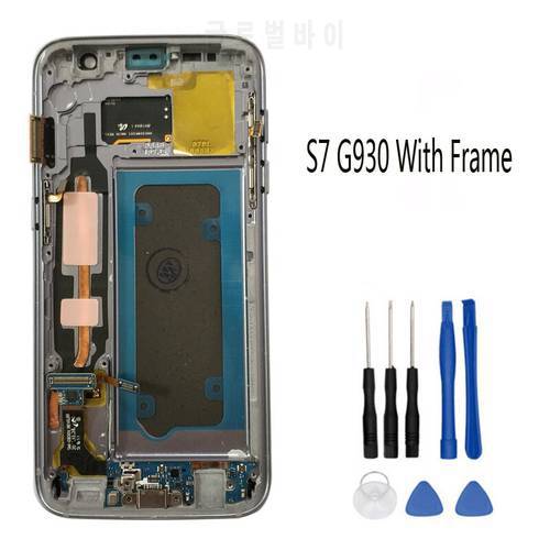 SUPER AMOLED 5.1&39&39 LCD Replacement for SAMSUNG Galaxy S7 Display G930 G930F Touch Screen Digitizer Assembly with Frame