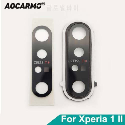 Aocarmo Rear Back Camera Lens Len Glass With Metal Frame Ring Adhesive For Sony Xperia 1 II / X1ii XQ-AT52 XQ-AT51 SO-51A MARK2