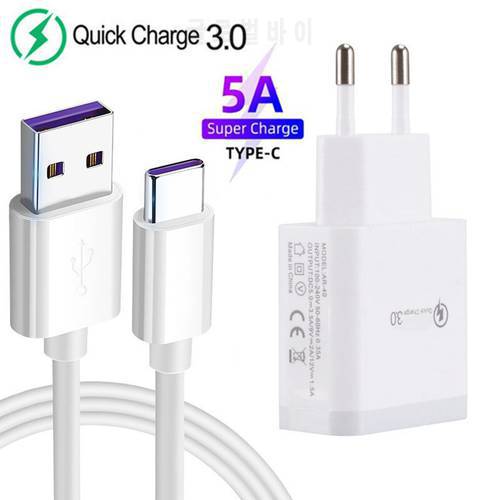 Type-C 5A Super Charge USB Cable For Oneplus Nord 2 N10 5G USB C Fast Charging QC 3.0 Charger For Xiaomi Redmi 8 8A 9s Note 7 8T