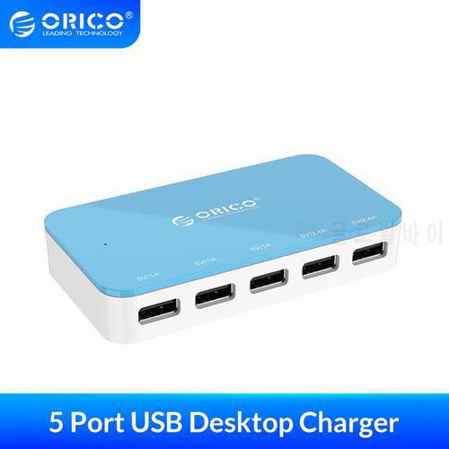 ORICO 5 Ports USB Desktop Charger Mobile Phone Adapter Colorfull Universal Smart Charging for Xiaomiwei Huawei Samsung iPhone 11