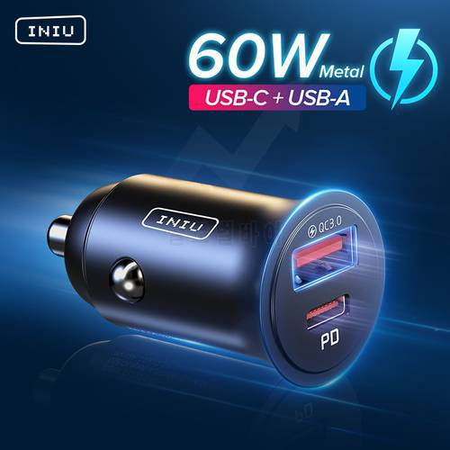 INIU 60W USB Car Charger 5A Type C PD QC Fast Charging Phone Adapter For iPhone 14 13 12 11 Pro Max 8 Xiaomi Samsung S21 S20 S10