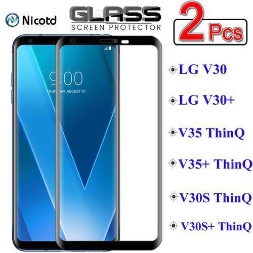 2 Pieces NicoTD Protective Glass on the For LG V30 V35 V30S ThinQ V30 V35 Plus Full Cover Screen Protector Tempered Glass Film
