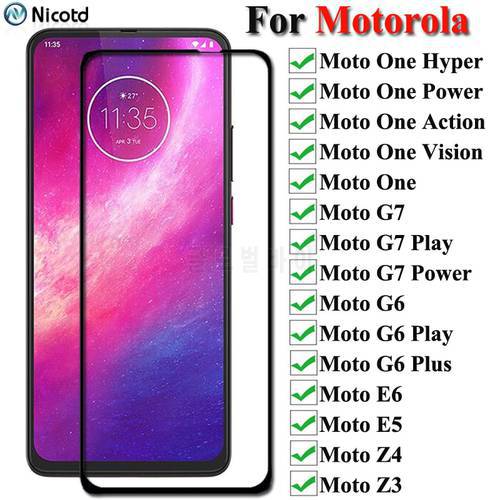 Full Cover Tempered Glass For Motorola One Hyper Action Vision Power Protective Screen Protector For Moto G6 G7 Play Plus Z3 Z4