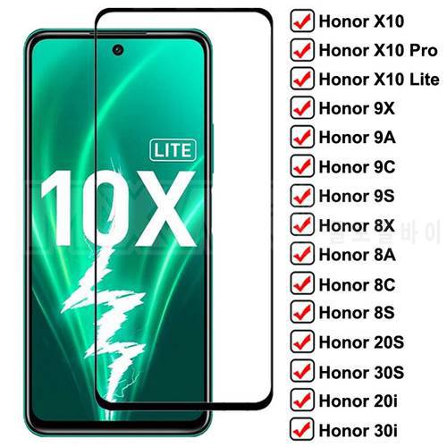 9D Full Screen Protective Glass For Honor 10X Lite X10 9X 9A 9C 9S 8X 8A 8C 8S 20S 30S 10i 20i 30i Tempered Glass Safety Film
