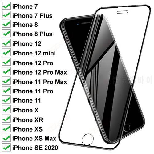 2000D Anti-Burst Protective Glass For iPhone 7 8 Plus SE 2020 Screen Protector iphone 12 mini 11 Pro XS Max X XR Full Cover Film