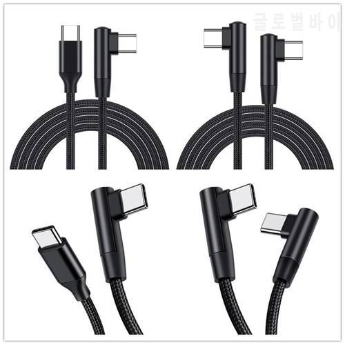 90 Degree Elbow USB Type C to USB C Cable For Samsung Xiaomi Redmi Note 10 8 Macbook 60W Fast Quick Charger Cord PD Type-c Cable
