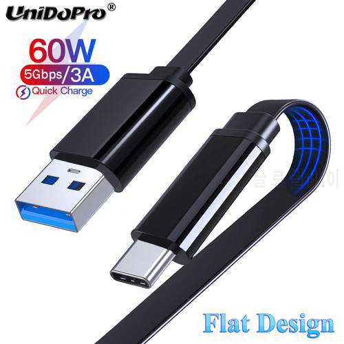 3A Flat USB Type C to USB A Fast Charging Data Cable for Sony Xperia 5 1 ii iii 8 10 Plus XZ3 L1 L2 L3 L4 XZ XZs XZ1 XZ2 Premium
