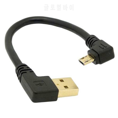 15CM Gold Plated USB 2.0 Charger Cable Right Angle Card 90 Male Micro Left Sync Cable Degree Data USB Charging Corner To X8E9
