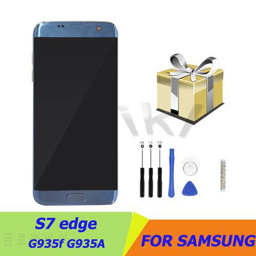Red Burn 5.5&39&39 AMOLED LCD For SAMSUNG Galaxy S7 Edge G935A G935 G935F LCD Touch Screen Digitizer Display without frame
