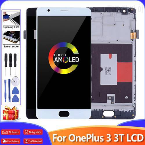 5.5&39&39 AMOLED For Oneplus 3 LCD Display Touch Screen With Frame Assembly For One Plus 3T A3000 A3010 A3003 LCD Screen Display