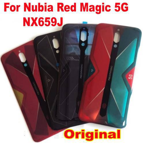 Original Glass Lid Back Battery Cover For ZTE Nubia Red Magic 5G NX659J Housing Door Rear Case + Camera Lens Adhesive Shell