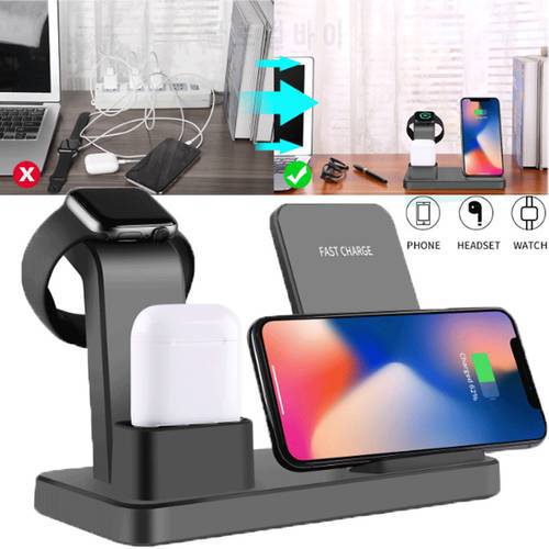Fast Qi 3 in 1 Wireless Station Charging Charger Dock Stand for iPhone Apple watch & AirPods
