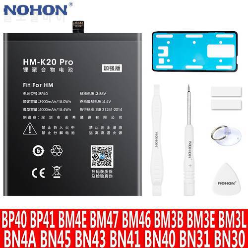 NOHON BP40 BP41 BM4E BM47 BM46 BN46 BM3B BM3E BM3L BN43 BN41 BN4A BN45 BN40 BN31 Battery For Xiaomi Redmi K20 Pro 4 Pocophone F1