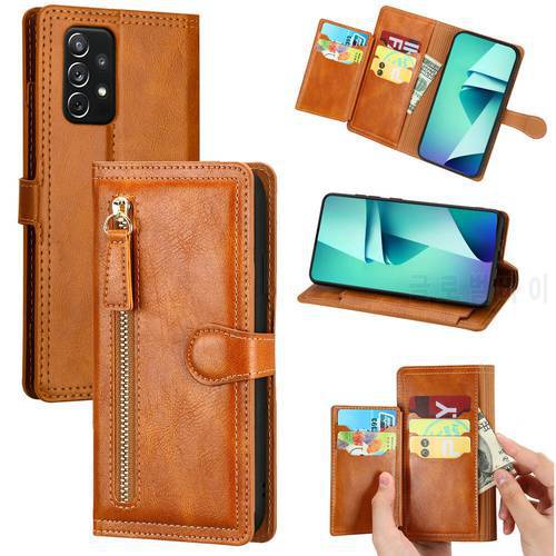 A53 A52 A72 23 Flip Case Zipper Leather Book Shell for Samsung Galaxy A52s A23 A22 S A21s 12 A11 A51 A71 31 A 52 5G Wallet Cover