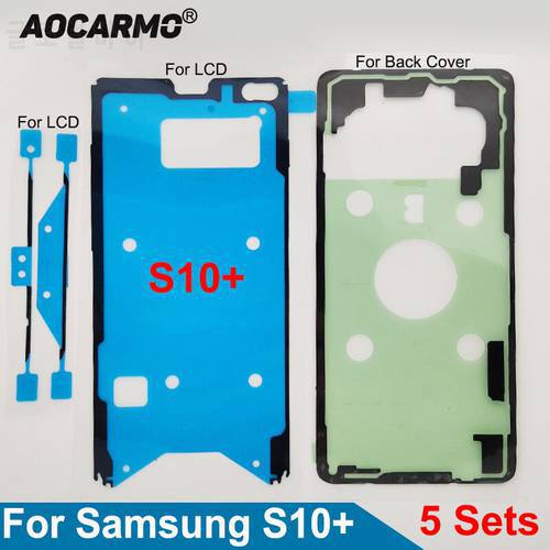 Aocarmo 5Pcs/Lot For Samsung Galaxy S10+ SM-G9750 LCD Display Screen Rear Back Battery Cover Waterproof Adhesive Sticker Glue