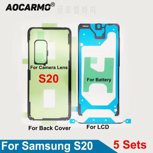 Aocarmo 5Pcs/Lot For Samsung Galaxy S20 LCD Screen Tape Back Battery Sticker Cover Frame Camera Lens Waterproof Adhesive Glue