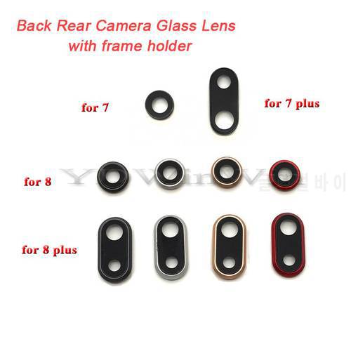 100pcs Back Rear Camera Glass Lens Ring Cover For iPhone 7 7plus 8 Plus with frame holder Replacement Parts