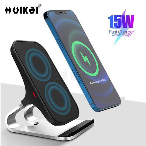 Wireless Charger 15 W Aluminum Alloy Mobile Stand Fast Wireless 2 Coil iPhone Charger For iPhone 12 12 Pro Max S21 S20 Note 20