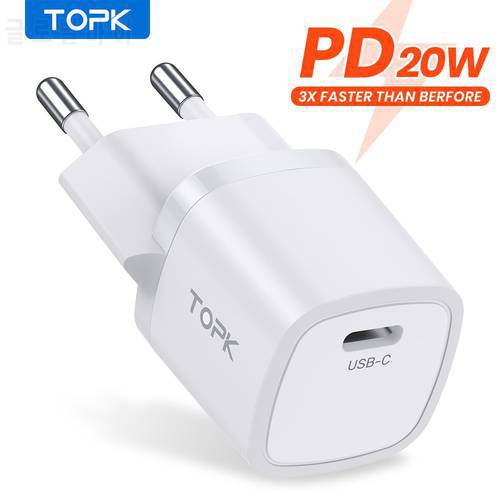 TOPK B112M 20W USB Type C Phone Charger Quick Fast Charge PD Charger adapter for Xiaomi iPhone Portable Charger with QC 4.0 3.0