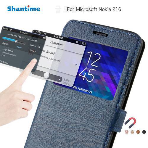 PU Leather Phone Case For Microsoft Nokia 216 Flip Case For Nokia 216 View Window Book Case Soft TPU Silicone Back Cover