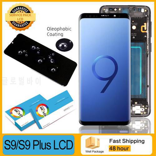 100% Original Amoled LCD with frame for SAMSUNG Galaxy S9 G960 G960F Display S9 Plus G965 G965F Touch Screen Repair Parts