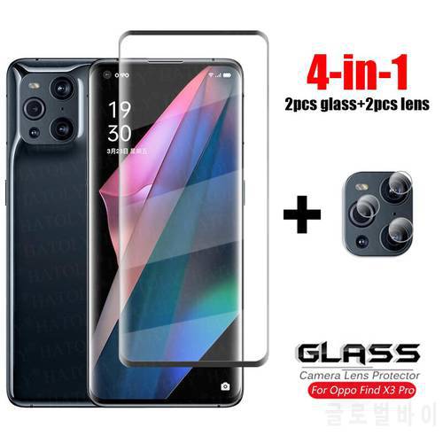 4-in-1 Glass on Find X3 Pro Tempered Glass 3D Full Curved Cover Glass For Oppo Find X3 Pro Neo Phone Screen Protector Lens Film