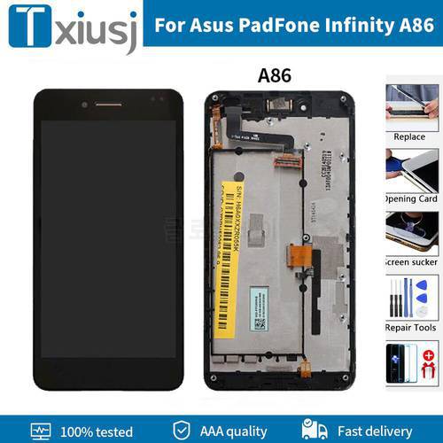 Original LCD+Frame For Asus PadFone Infinity A86 LCD Display Touch Screen Digitizer Assembly Repair Parts Tested Free Tools