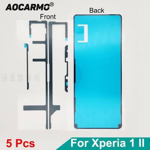 Aocarmo 5Pcs For SONY Xperia 1 II X1ii MARK2 Front LCD Display Screen Adhesive Back Cover Rear Housing Door Sticker Glue Tape