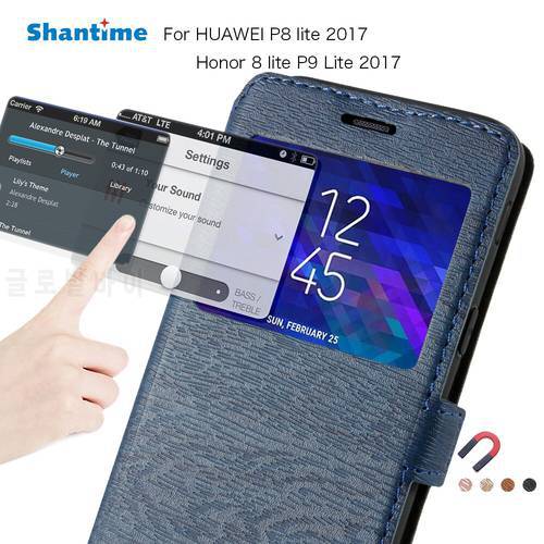 For Huawei P8 Lite 2017 Flip Leather Case For Huawei P9 Lite View Window Book Case For Huawei P10 Lite Soft Silicone Back Cover