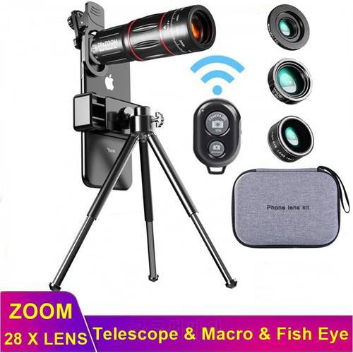 Tongdaytech 28X Mobile Phone Lens Portable Camera Telescope Macro Zoom Lens For Iphone 12 Samsung Xiaomi Smartphone Fisheye Lens