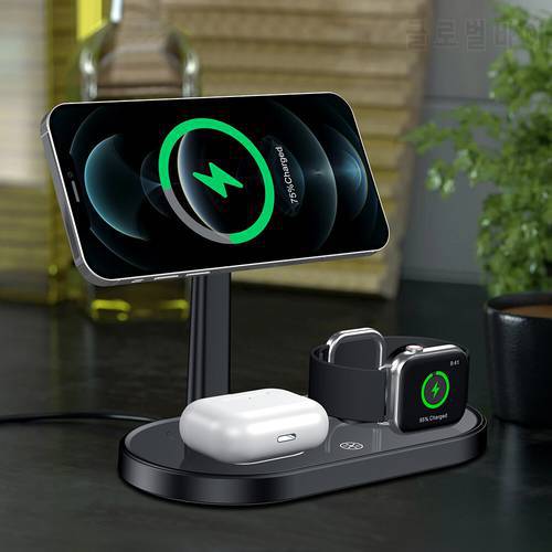 3 in 1 Magnetic Wireless Charger Stand For iPhone 12 Pro Max Mini Fast Charging Dock Station For Apple Watch/AirPods Pro
