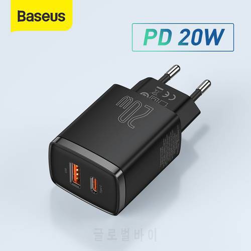 Baseus 20W USB Charger Support Type C PD Fast Charging Dual USB Port Portable Phone Charger For iPhone 14 13 12 11 Pro Max
