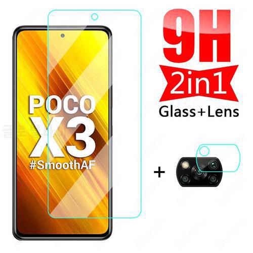 9H HD Protective Glass For Xiaomi Poco X3 NFC C3 M3 Tempered Screen Protector Xiaomi Poco X3 M2 Pro Camera Lens Glass Film Case