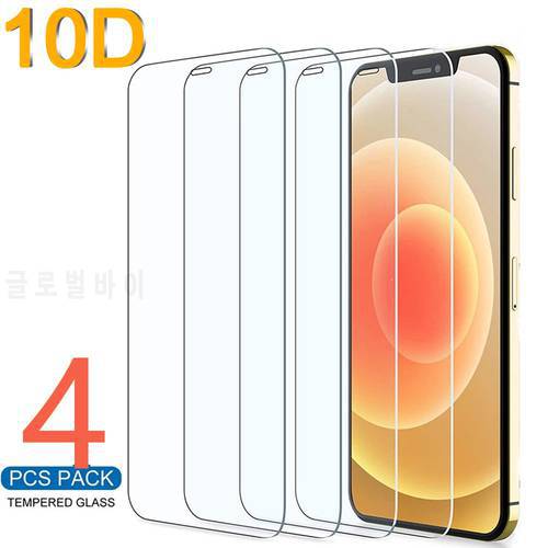 10D 4PCS Protective Glass On the For iPhone 7 8 6 6s Plus X Screen Protector For iPhone 11 12 13 14 Pro X XR XS MAX SE 5s Glass