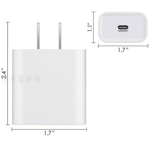 20W Charger For iPhone 12 Pro Max USB-C C2L Fast charger USB C Power Adapter Type C QC4.0 for Apple 1M Cable 11 XS Quick Charge