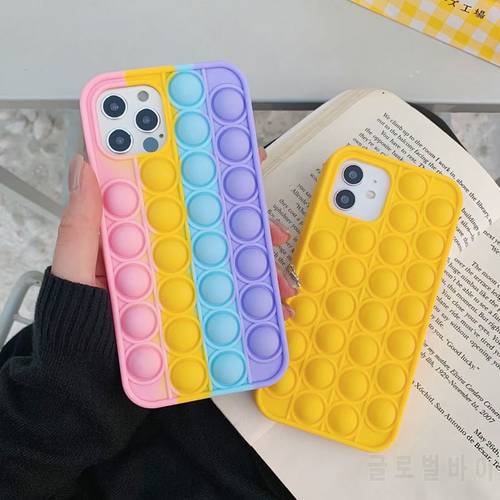 Fashion Rainbow Phone Case For iPhone 13 12 11 Pro Max X XS Max XR 10 7 8 Plus SE 2020 Relief Stress Anxiety Soft Silicone Cover