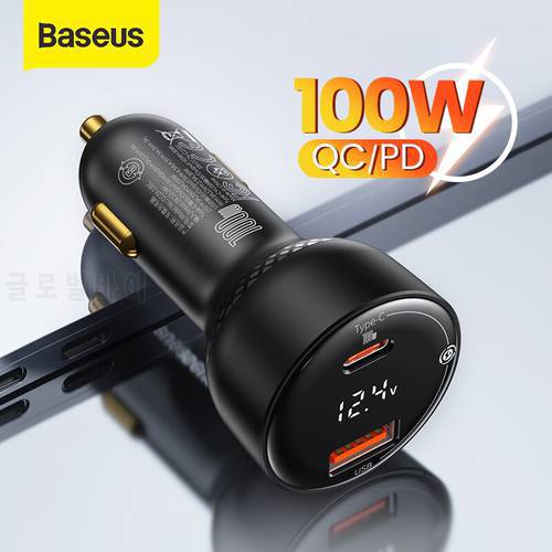 Baseus 100W Fast Charging Car Charger Digital Display PPS Dual Port USB Type C Quick Charge 4.0 3.0 PD Phone Charger For iPhone