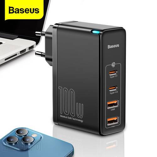 Baseus 100W GaN USB C Charger Quick Charge 4.0 QC 3.0 Type C PD Fast Charging For iPhone 12 Samsung Xiaomi Macbook Phone Charger