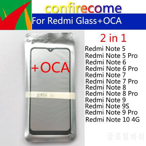 10Pcs Laminated OCA Outer Glass For Xiaomi Redmi Note 5 6 7 8 9 Pro 9s LCD Touch Screen Outer Lens Cover For Redmi Note 10 4G