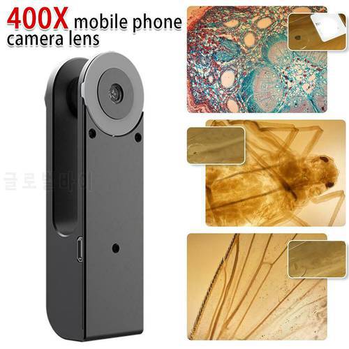 400X Zoom Clip-on HD Microscope Phones Camera Lens with LED Portable for Mobile Cell Phone PUO88