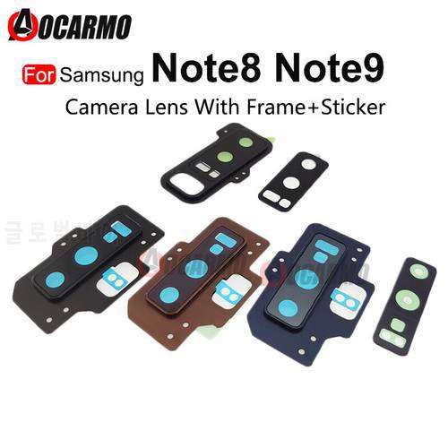 For Samsung Galaxy Note 8 9 Note8 Note9 Rear Camera Glass Lens With Back Cover Frame Holder and Sticker Replacement Part