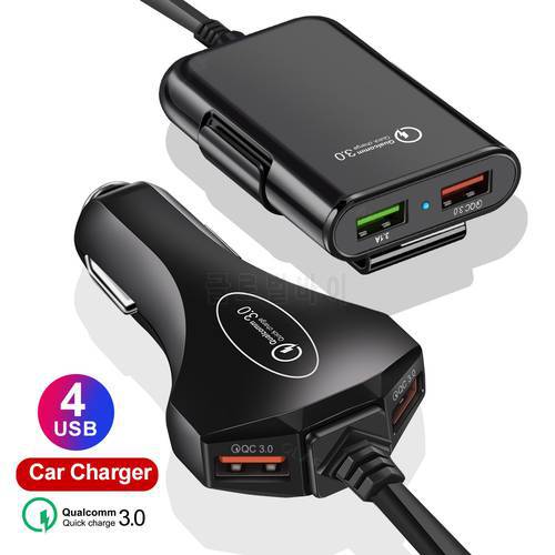 Vehicle-mounted Mobile Charger QC3.0 Car Charge Fast Phone iPhone(4 Extending USB Ports)