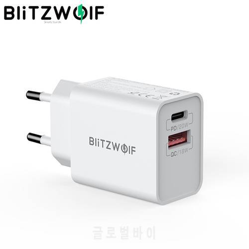 BlitzWolf BW-S20 20W 2-Port PD3.0 QC3.0 Wall Charger Phone Charger Support PPS FCP SCP AFC Fast Charging for iPhone for Huawei