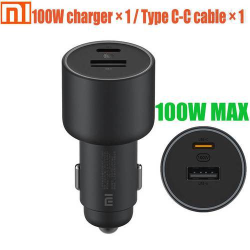 Original Xiaomi Car Charger Fast Charging Version 1A1C 100W USB-C 100W MAX fast charging/USB-A, USB-C dual-port output
