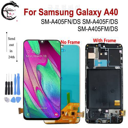 A40 Display For SAMSUNG Galaxy A40 LCD With Frame A405 SM-A405FN/DS A405F A405FM Screen Touch Digitizer Assembly Replacement